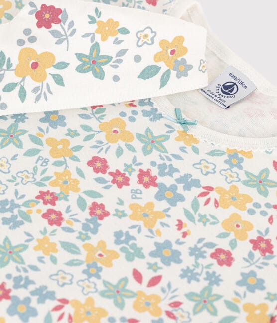 Chemise de nuit fleurs avec couronne en coton petite fille