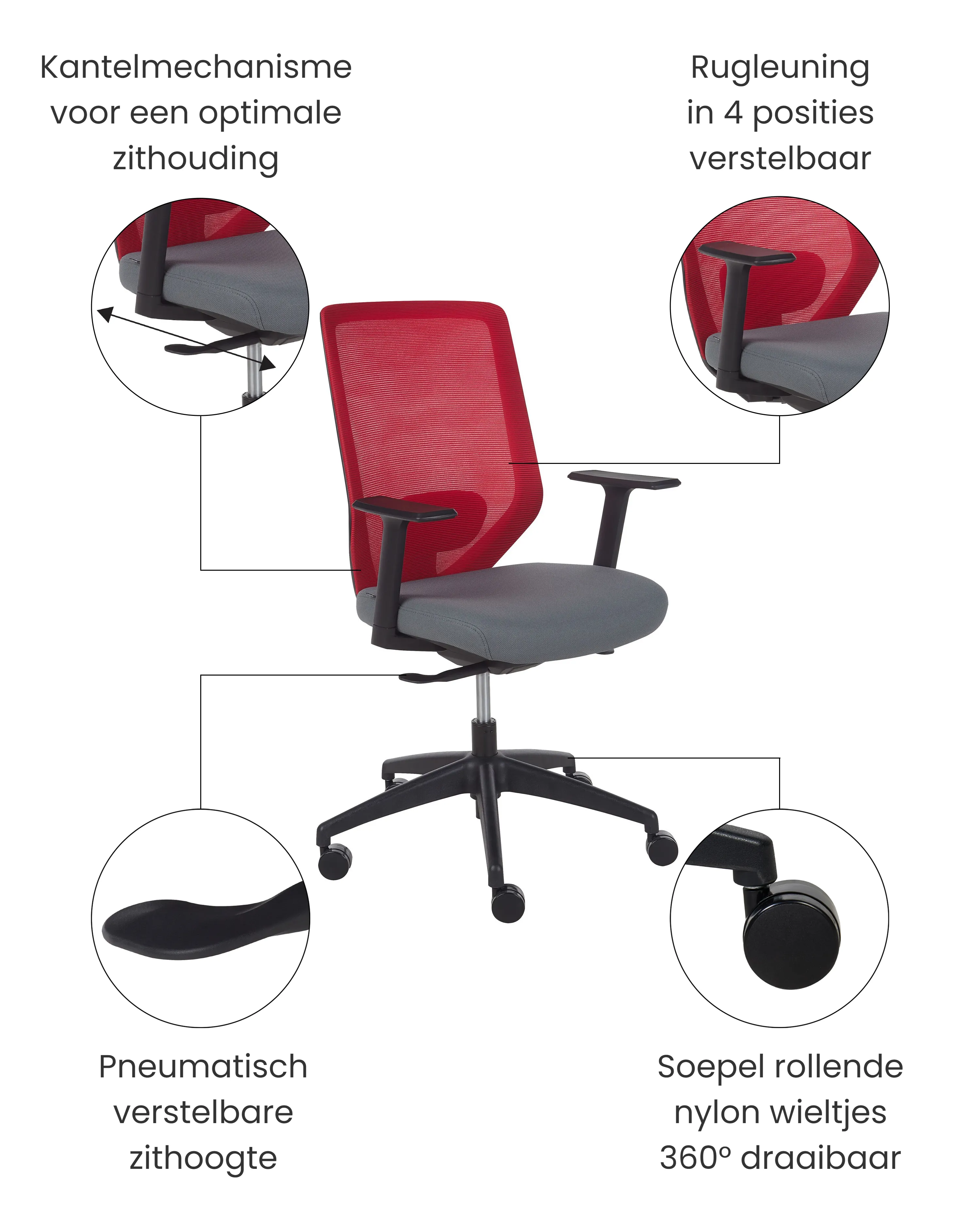 Bureaustoel VIRTUOSO Rood