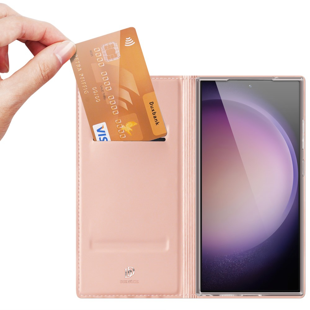 Samsung Galaxy S24 Ultra Flip Wallet Cover Leder Tasche - Roségold