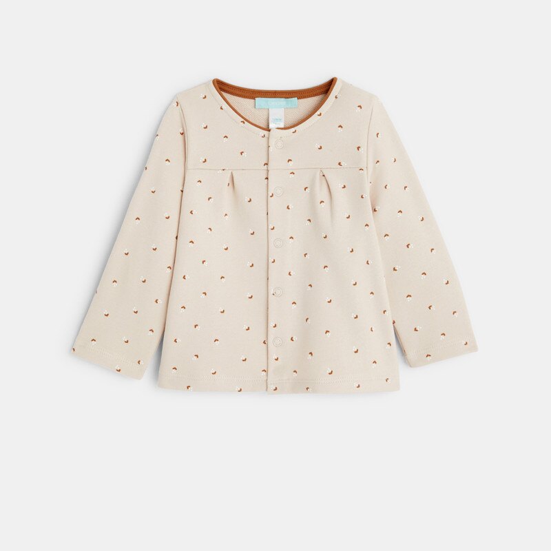 Gilet molleton fleuri beige bébé fille Beige