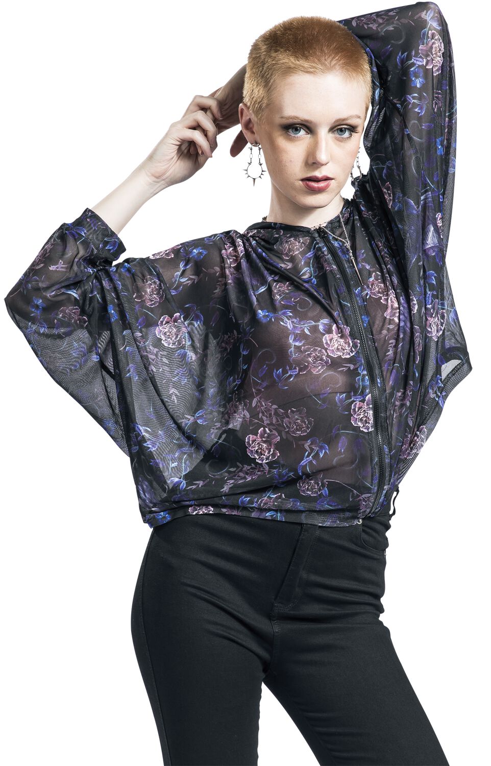 Purple Night Crows Mesh Bat Hoodie | Jawbreaker Sweat-shirt zippé à capuche