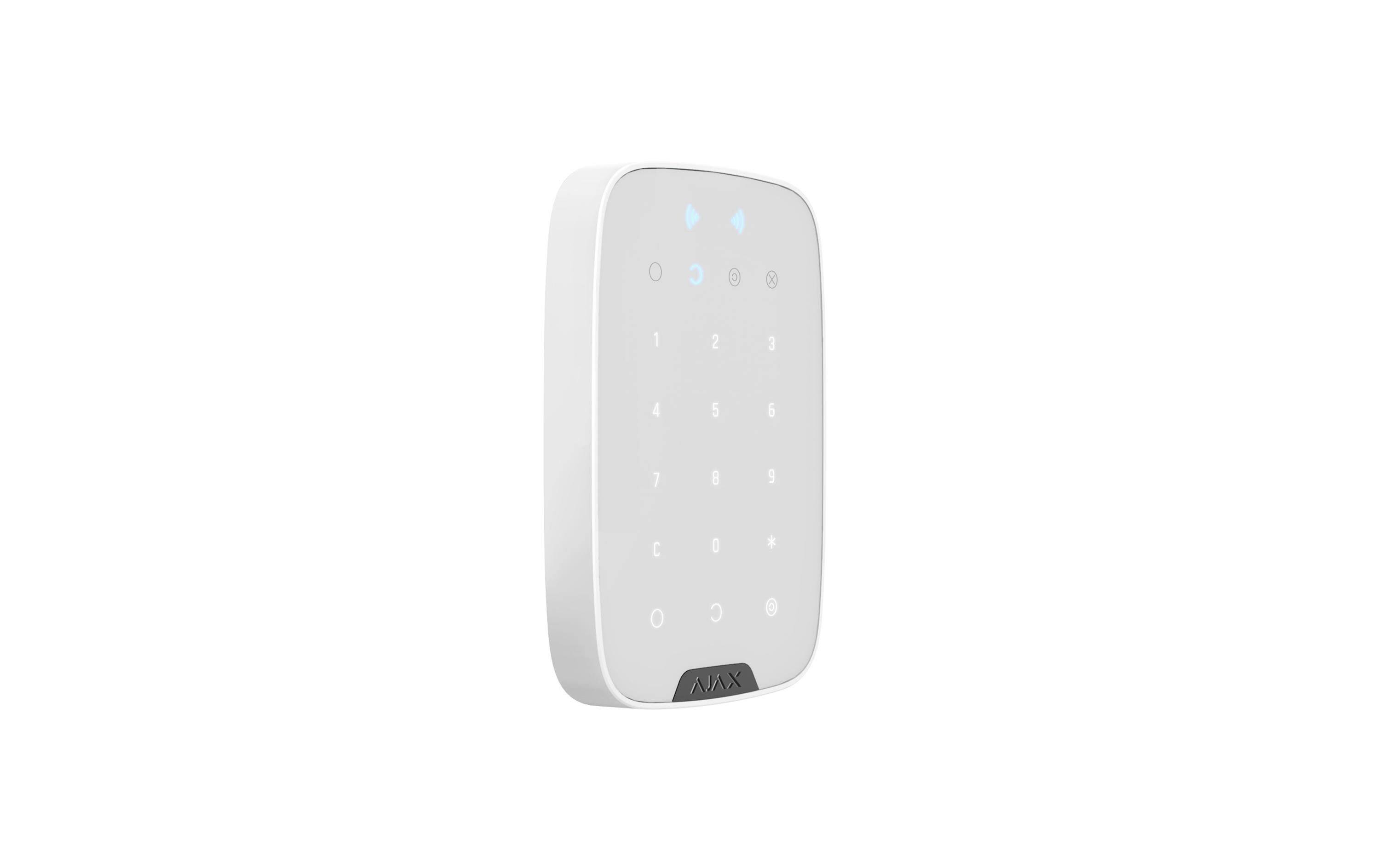 Baseline KeyPad Plus Jeweller Weiss<br>Kabelloses Touch-Bedienteil mit Authentifizierung über Pass, Tag und Codes