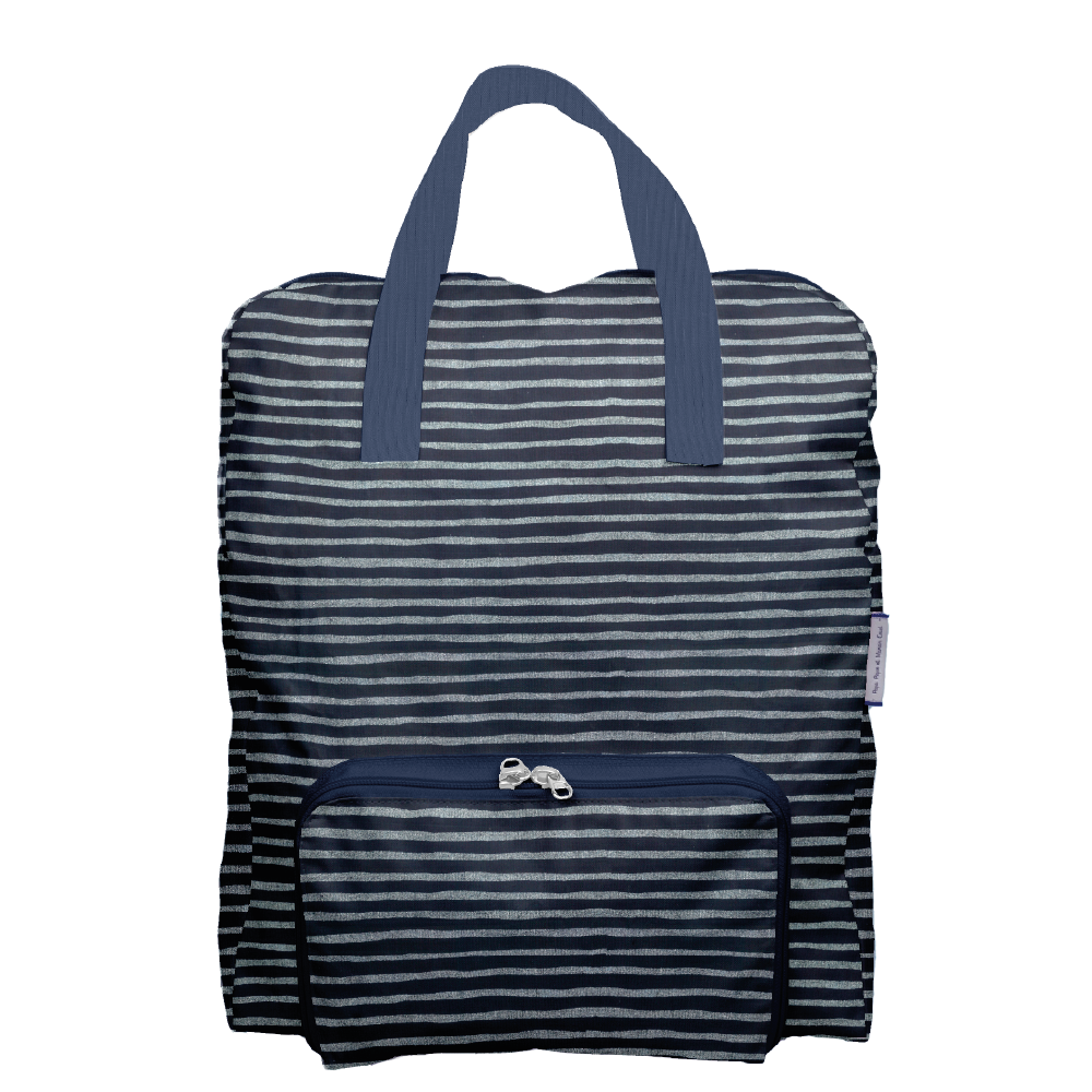 Sac À Dos Pliable Gaby Rayé Argent Marine