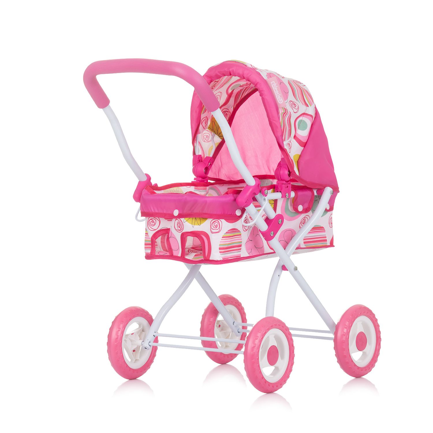 Chipolino Puppenwagen Emily Tasche, Sonnendach verstellbar, zusammenklappbar rosa pink