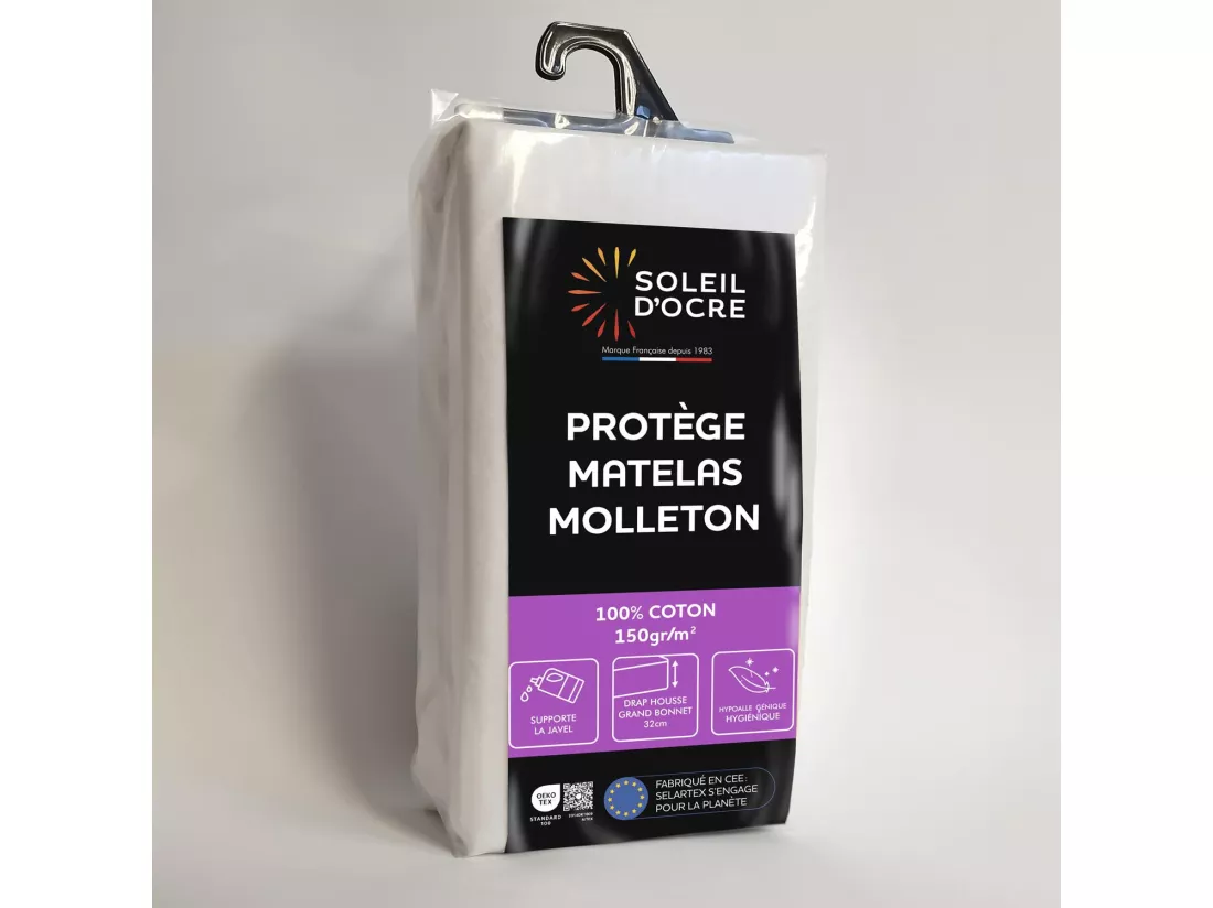 Protège matelas en coton 200x200 cm MOLLETON, par Soleil d'ocre