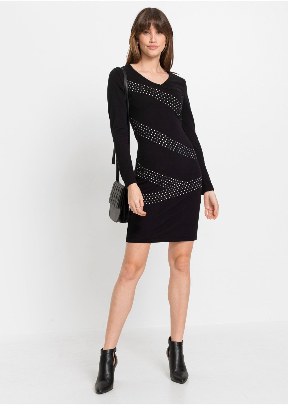 Robe en maille avec strass appliqués