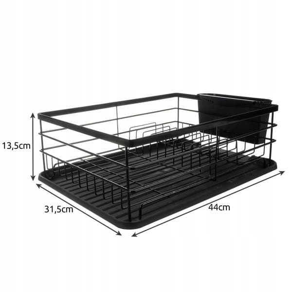 Oppvaskstativ svart metall - 44 x 31 x 14,5 cm