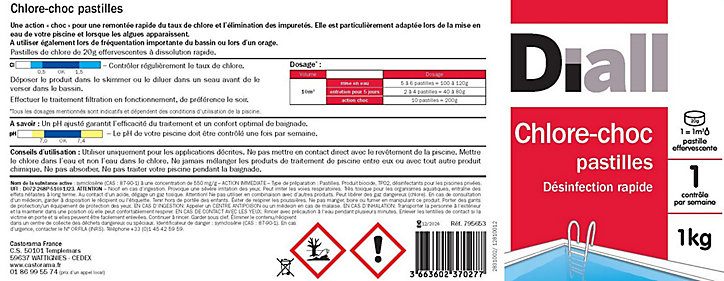 Chlore choc en pastilles de 20g, 1kg