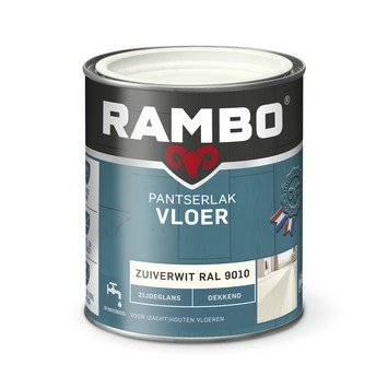Rambo Pantserlak vloer acryl zijdeglans dekkend RAL 9010 zuiverwit 750 ml