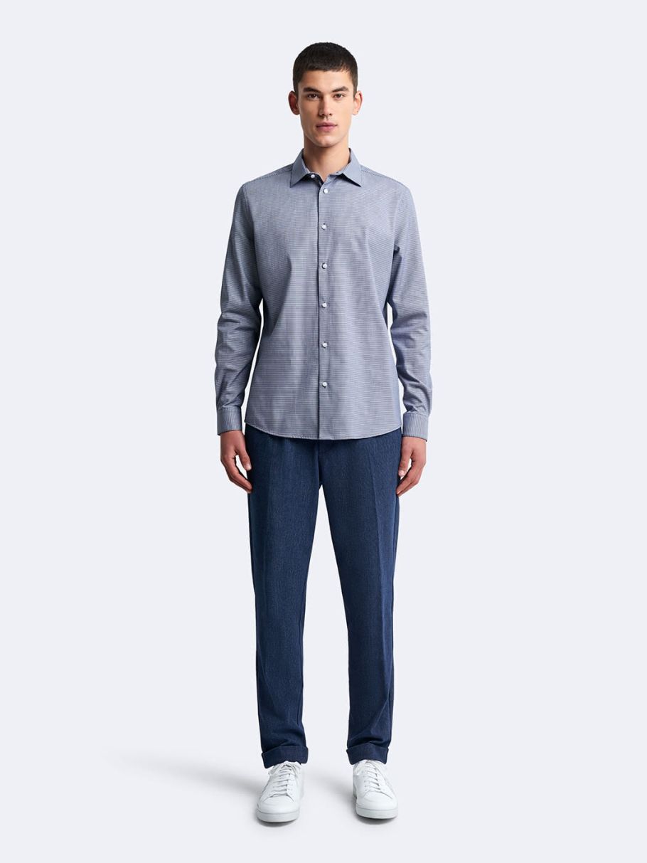 Chemise slim faux uni