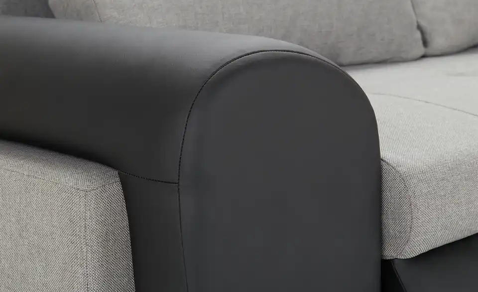 Ecksofa Emma rechts Schwarz, Hellgrau