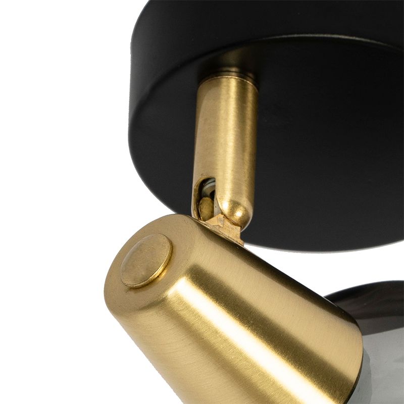 Art Deco spot goud met smoke glas - Vidro