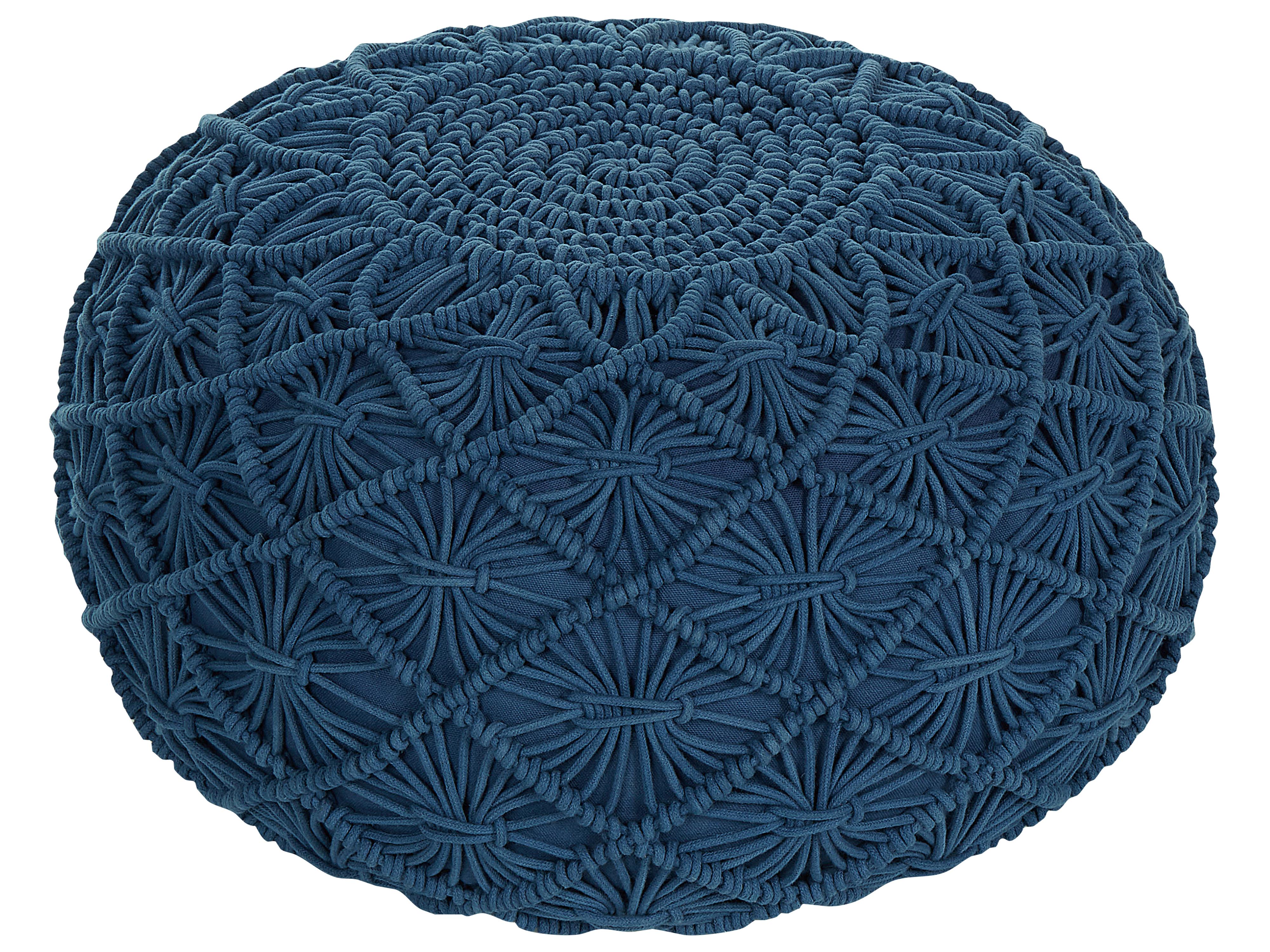 Poef Macramé BERKANE Katoen Marineblauw