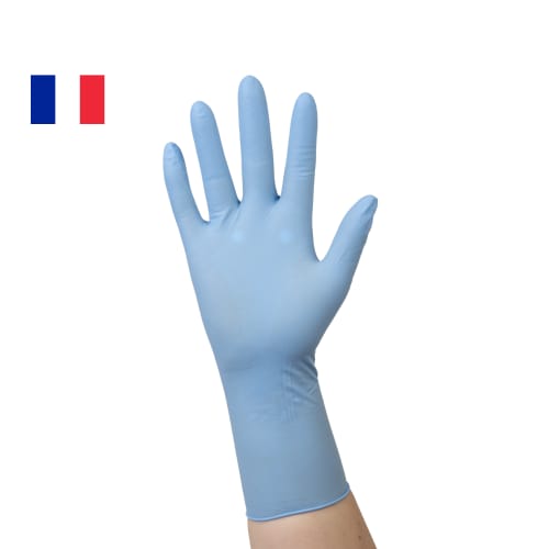 Gant à usage unique nitrile Medicom Coverfeel Care long bleu non poudré  Manchettes Longues