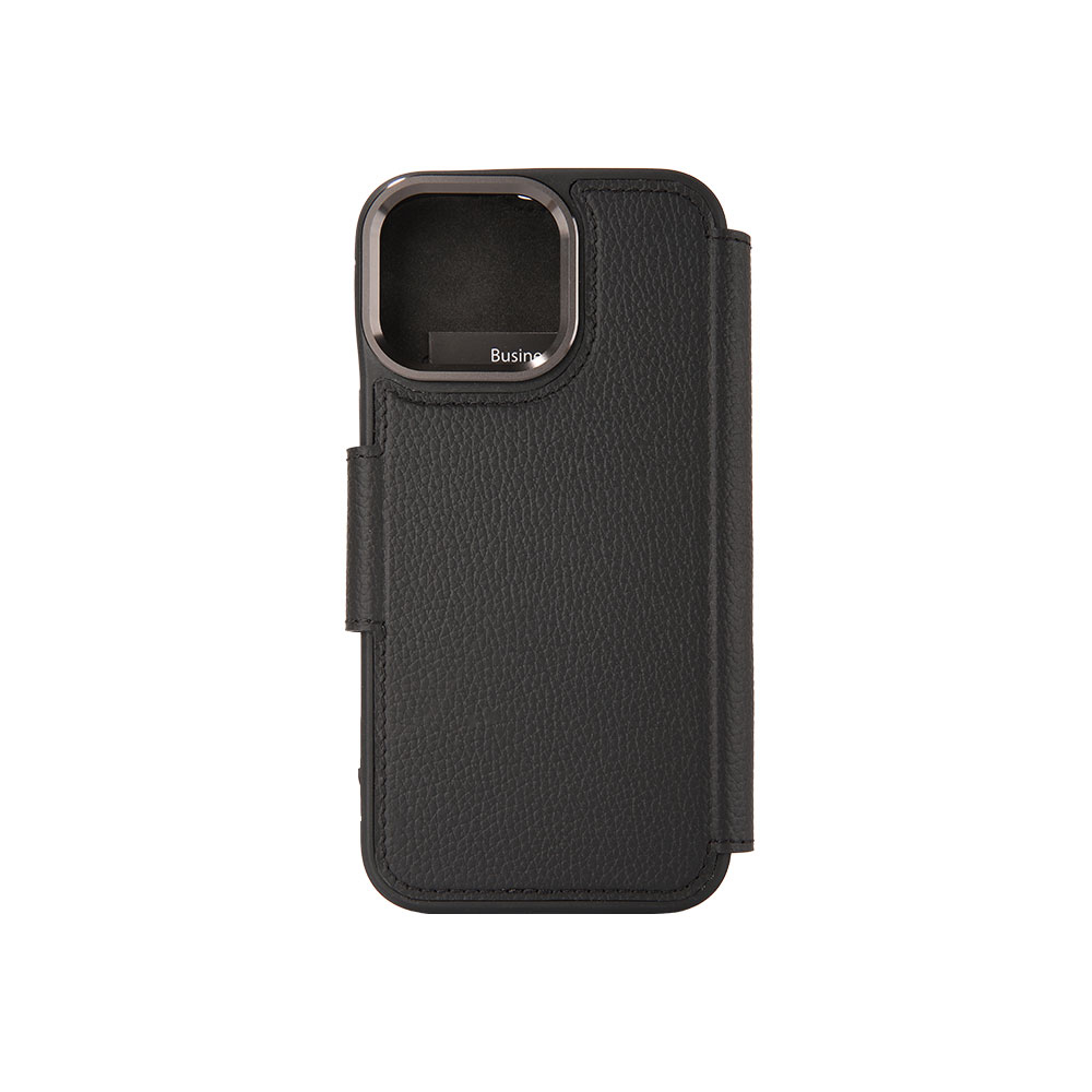 iPhone 16 Pro Max Echtleder Tasche Flip Cover Hand Made (ANDYS25-M01) - Schwarz