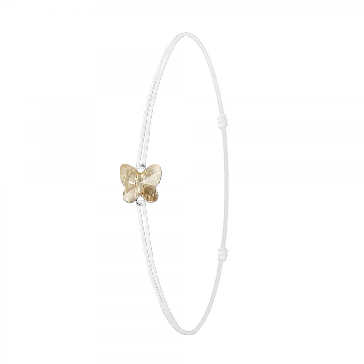 Bracelet papillon élastique blanc SC Crystal orné d'un Cristal scintillant