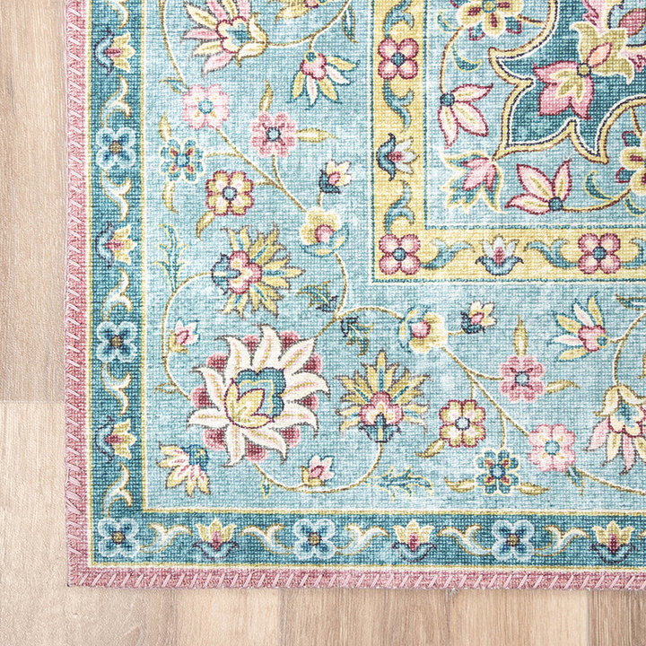 Vintage vloerkleed - Lily Medaillon Lichtblauw | Fleurig