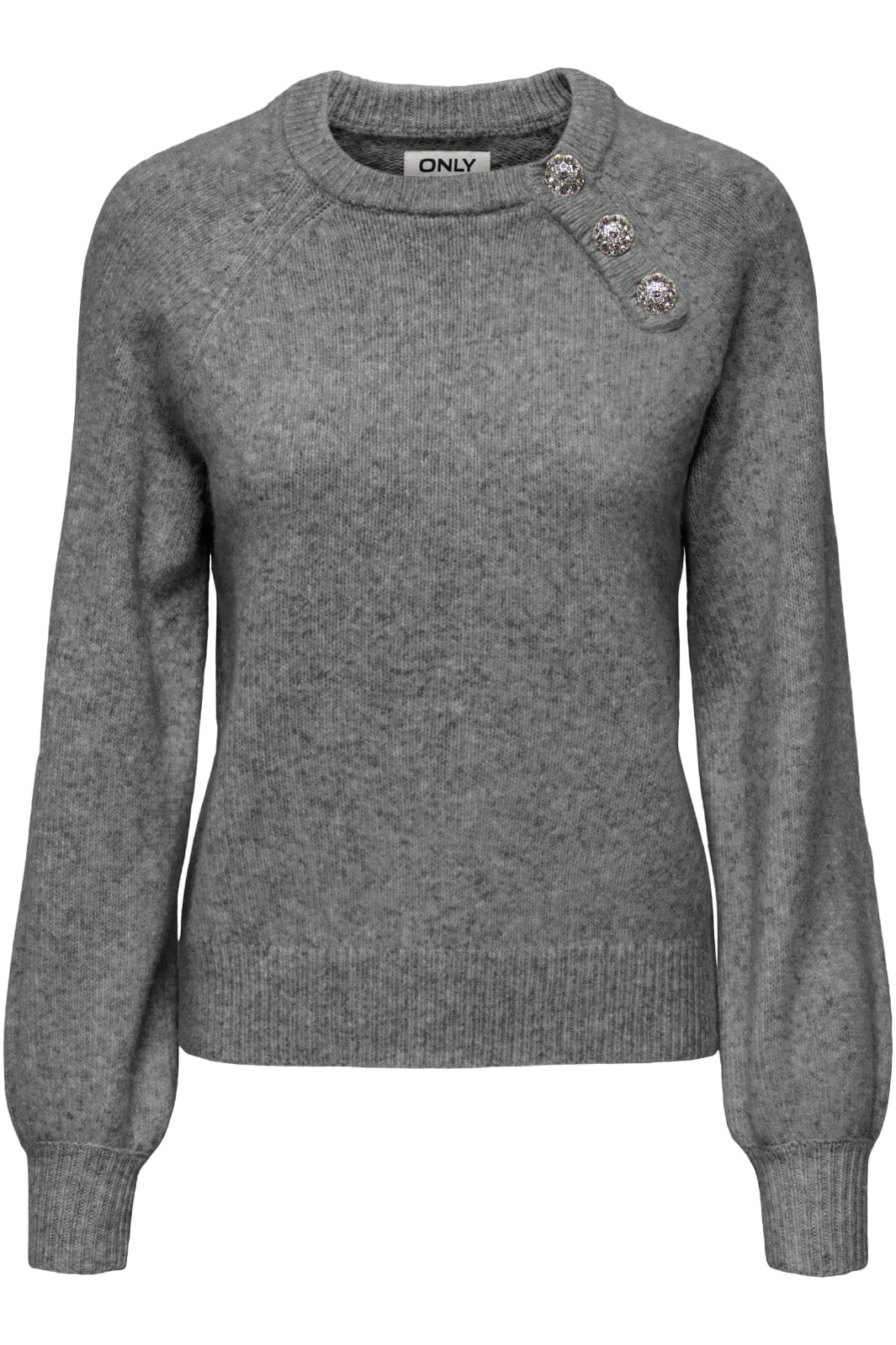 Only Onllauren Life Ls O-Neck Button Knt 4630760 medium grey melange