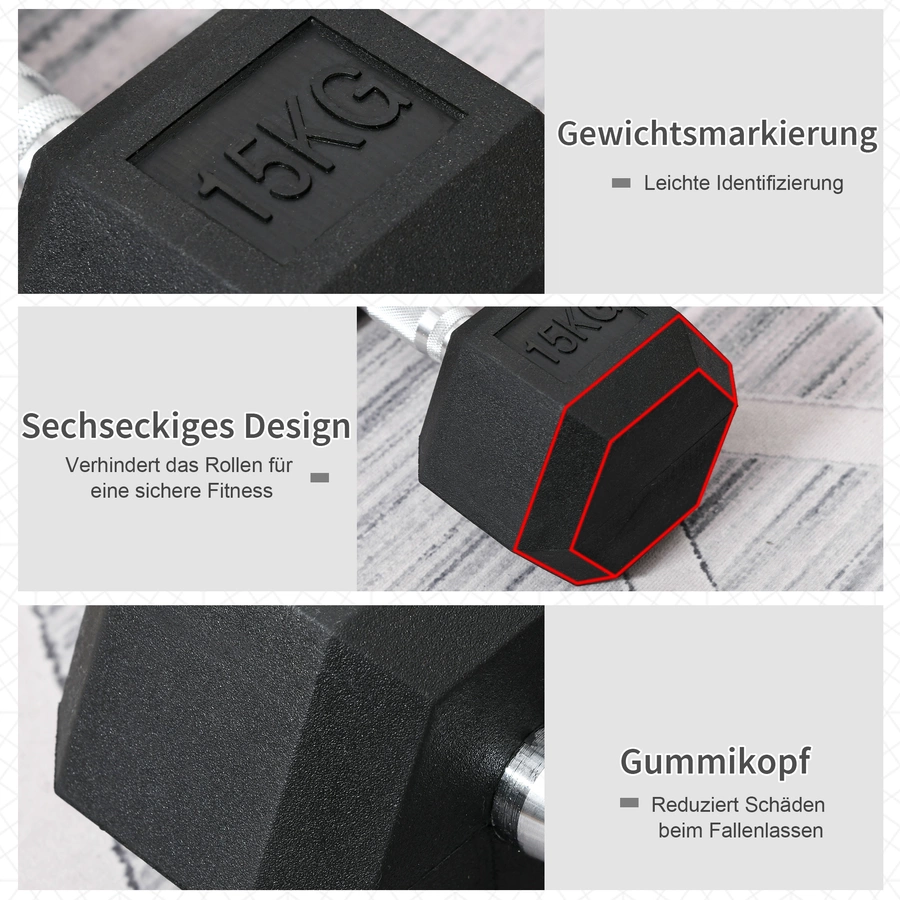 HOMCOM Kurzhantel mit 15 kg schwarz, silber