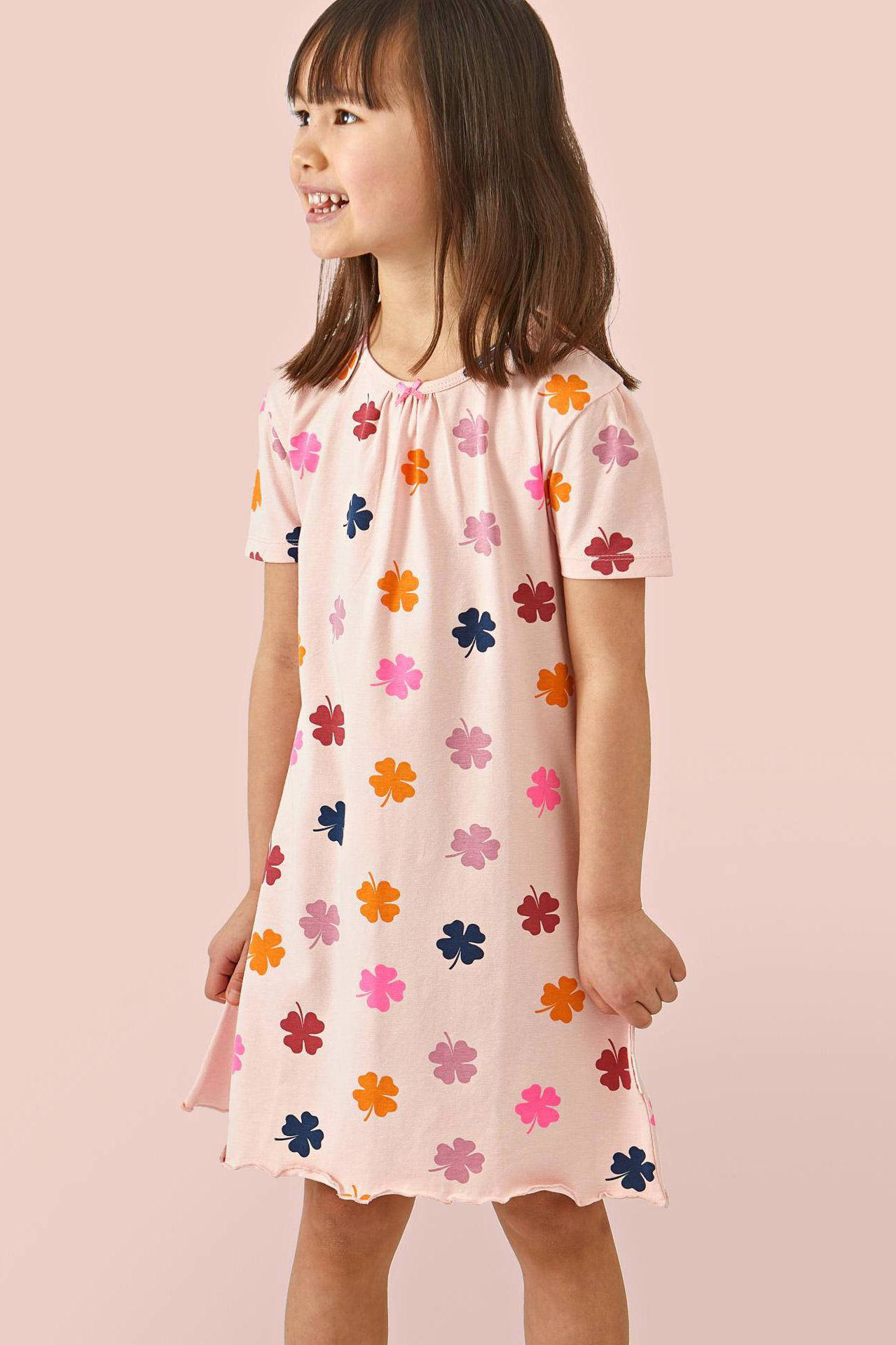 Little Label gebloemde nachthemd van katoen roze/blauw