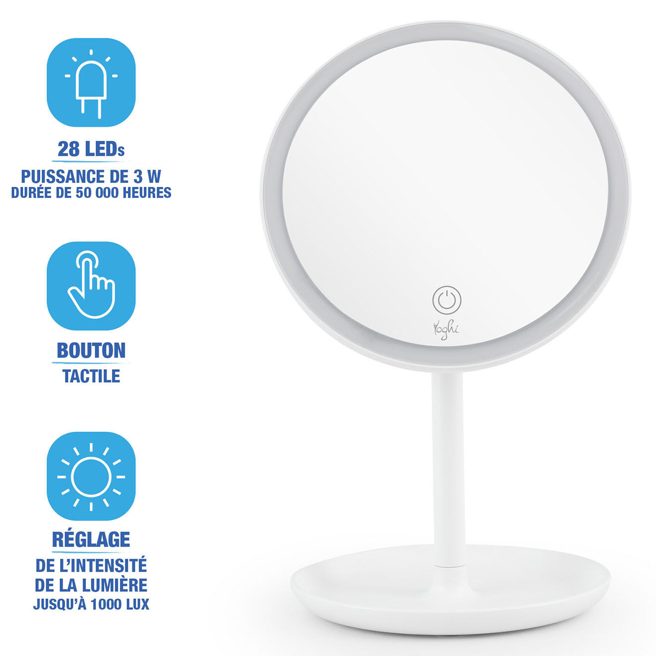 Yoghi Miroir avec LED blanc - D.20 cm