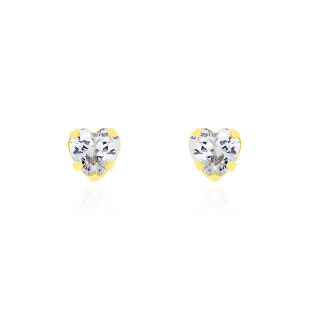 Boucles D'oreilles Puces Daria Coeur Or Jaune Oxyde