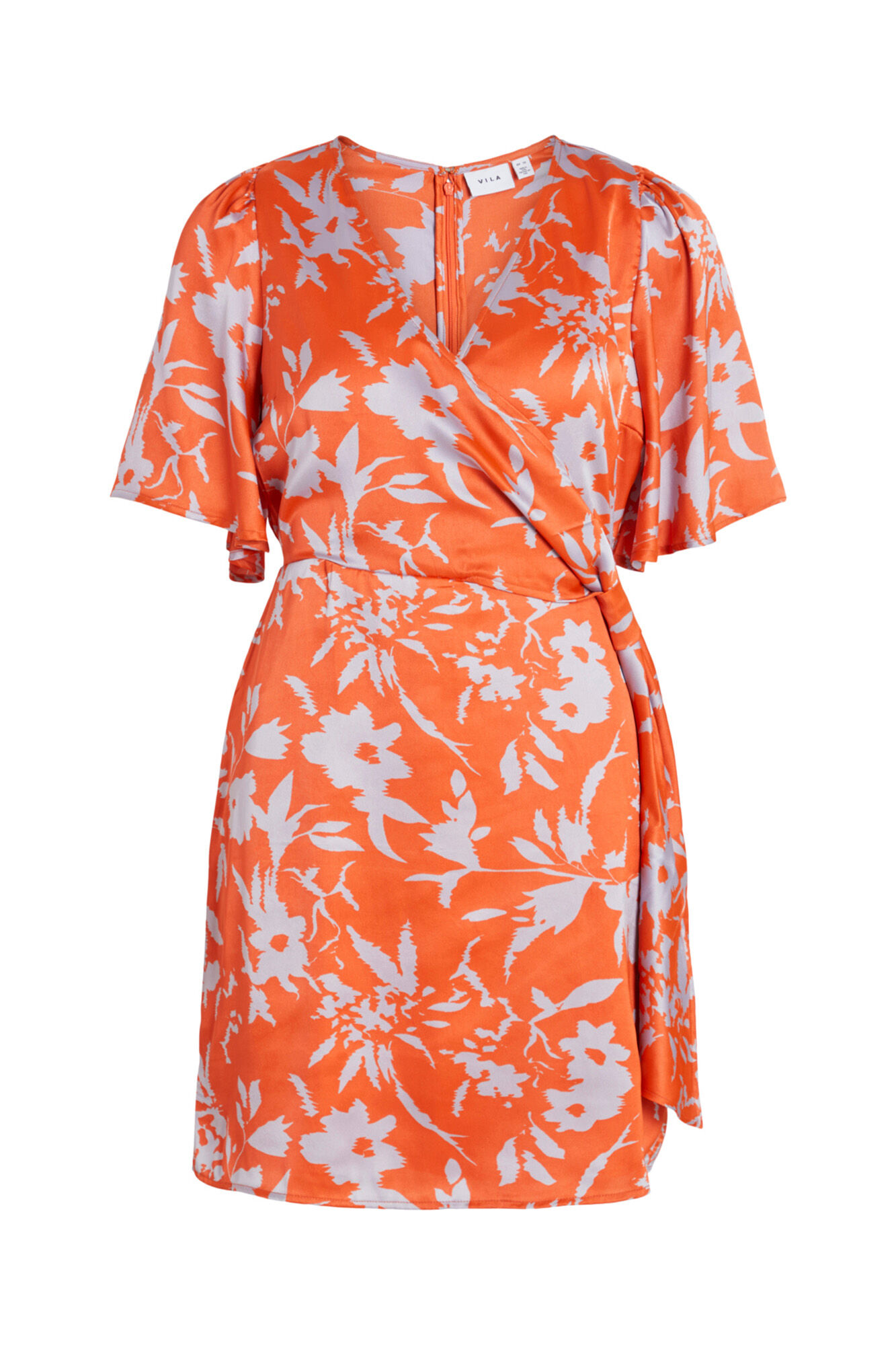 Vestido curto de cetim - Laranja