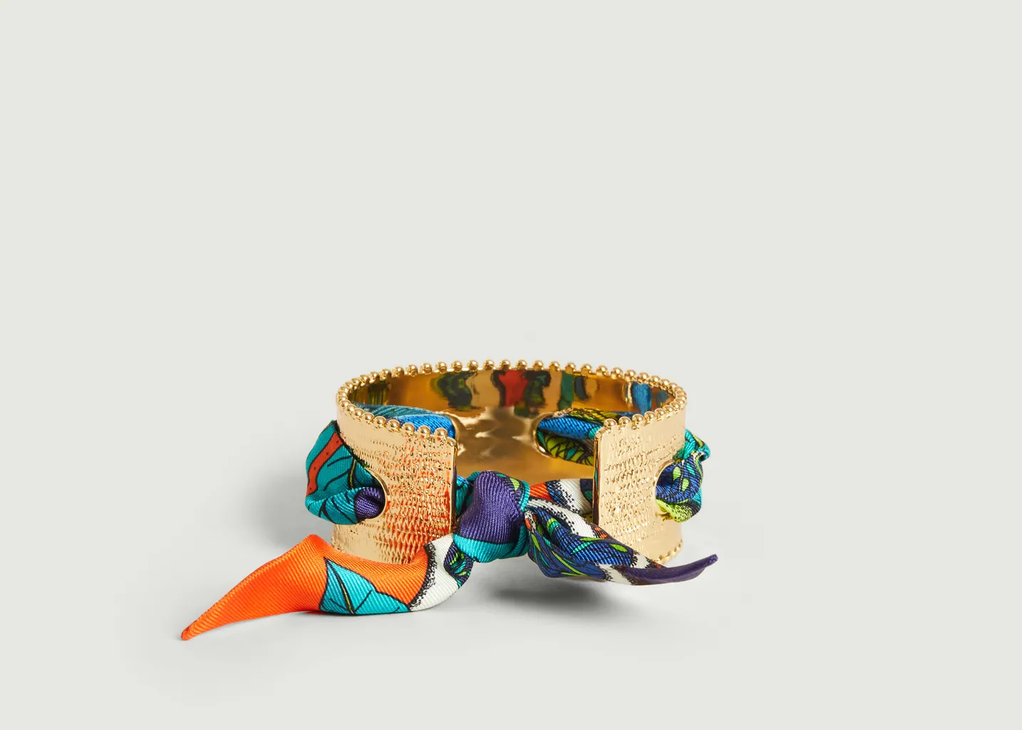 Bracelet manchette plaqué or et soie Diva Cocktail An-nee
