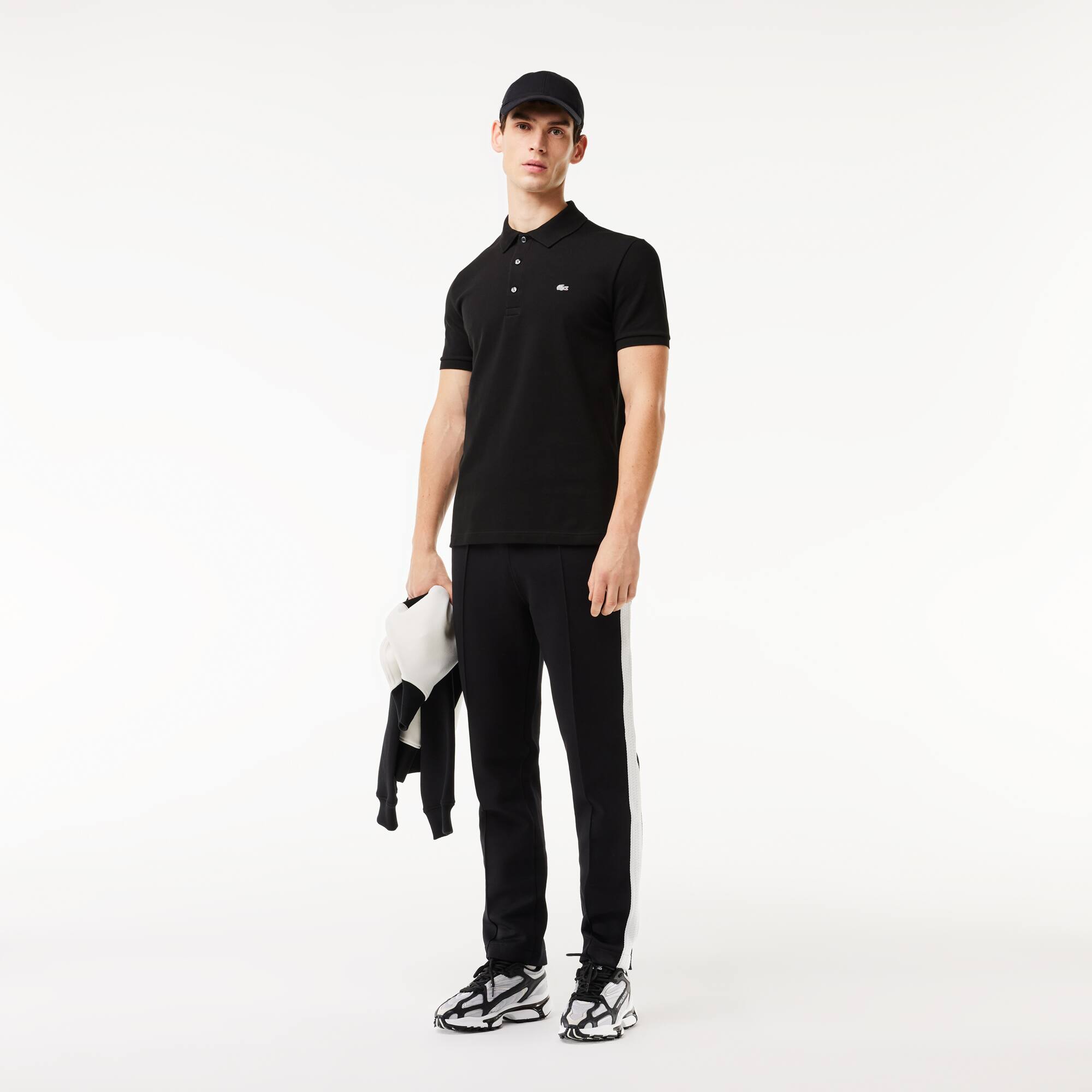 Polo slim fit coton stretch piqué crocodile gris Manches Courtes - Noir - Lacoste - Homme