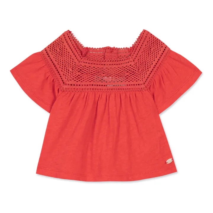 Tartine et Chocolat Blouse Col Ajouré | Rouge