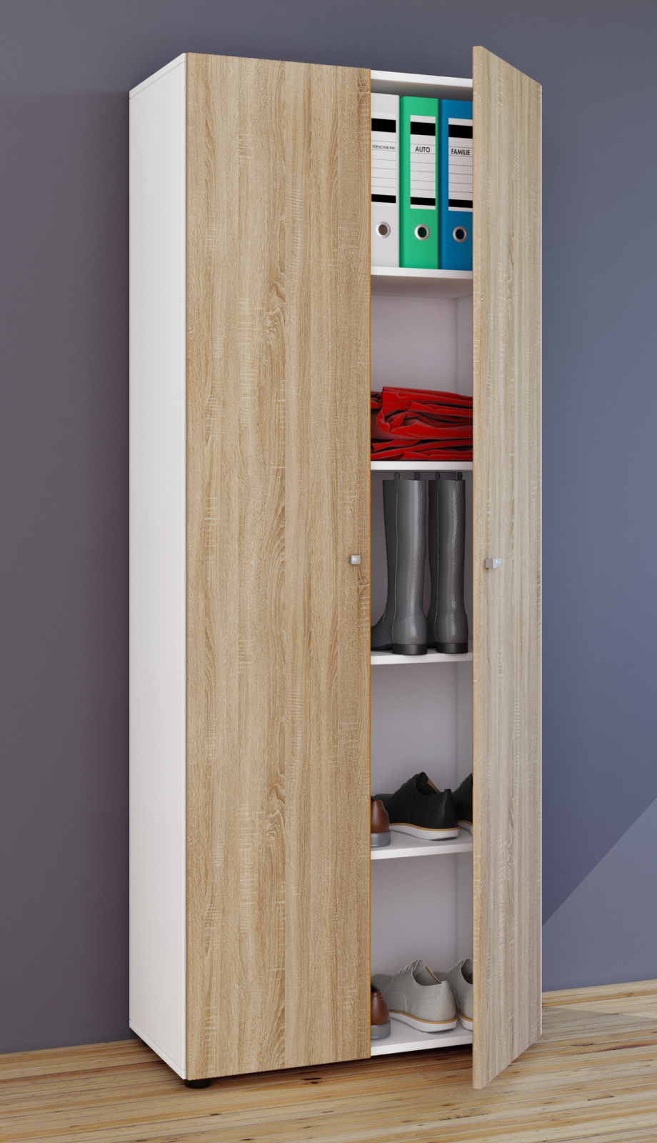 Haushaltsschrank VANDOL I-KOMBI - weiß-Sonoma Eiche - 70 cm breit