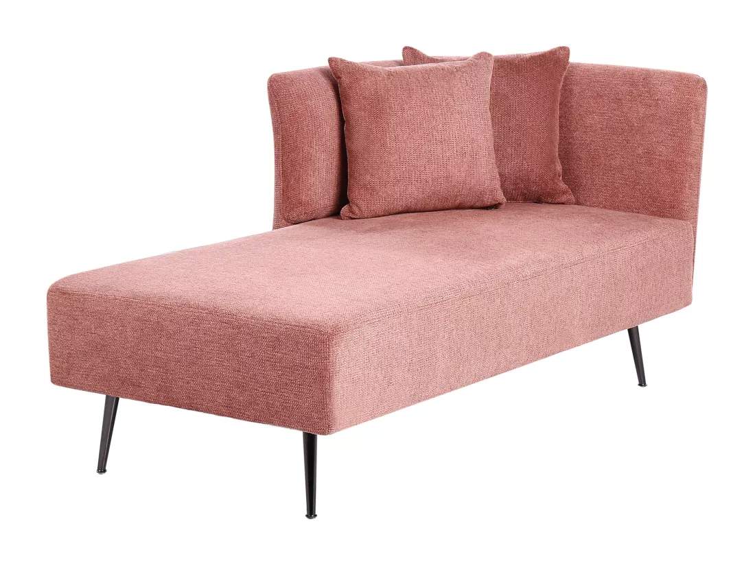 Chaise longue côté droit en tissu rouge RIOM