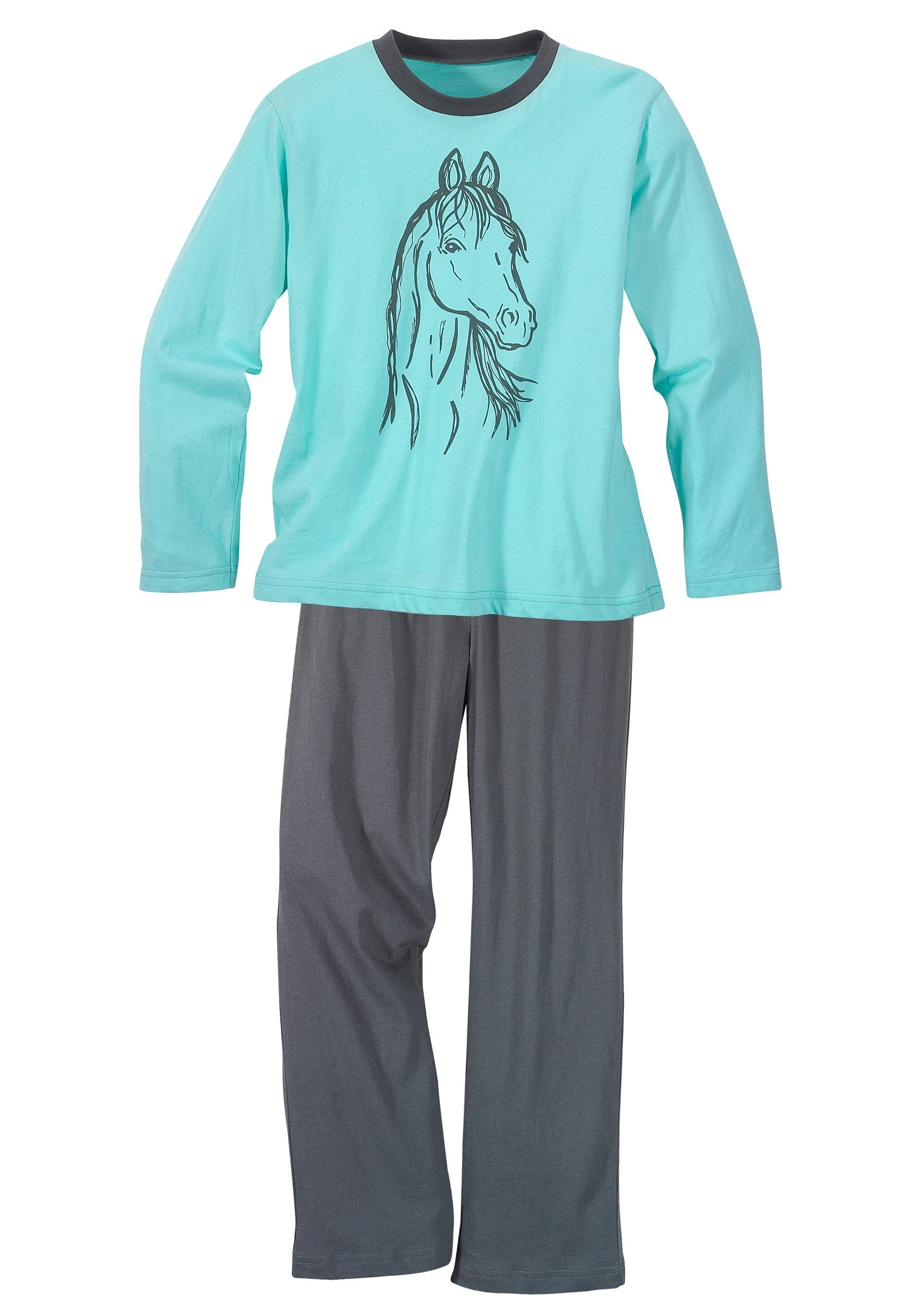 Vivance Pyjama 2 Stück, 4 Stk. tlg., Oberteile in schönen Farben mit Tierdruck