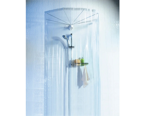 Spirella Ombrella douchespin met frame en douchegordijn 200x170 cm helder