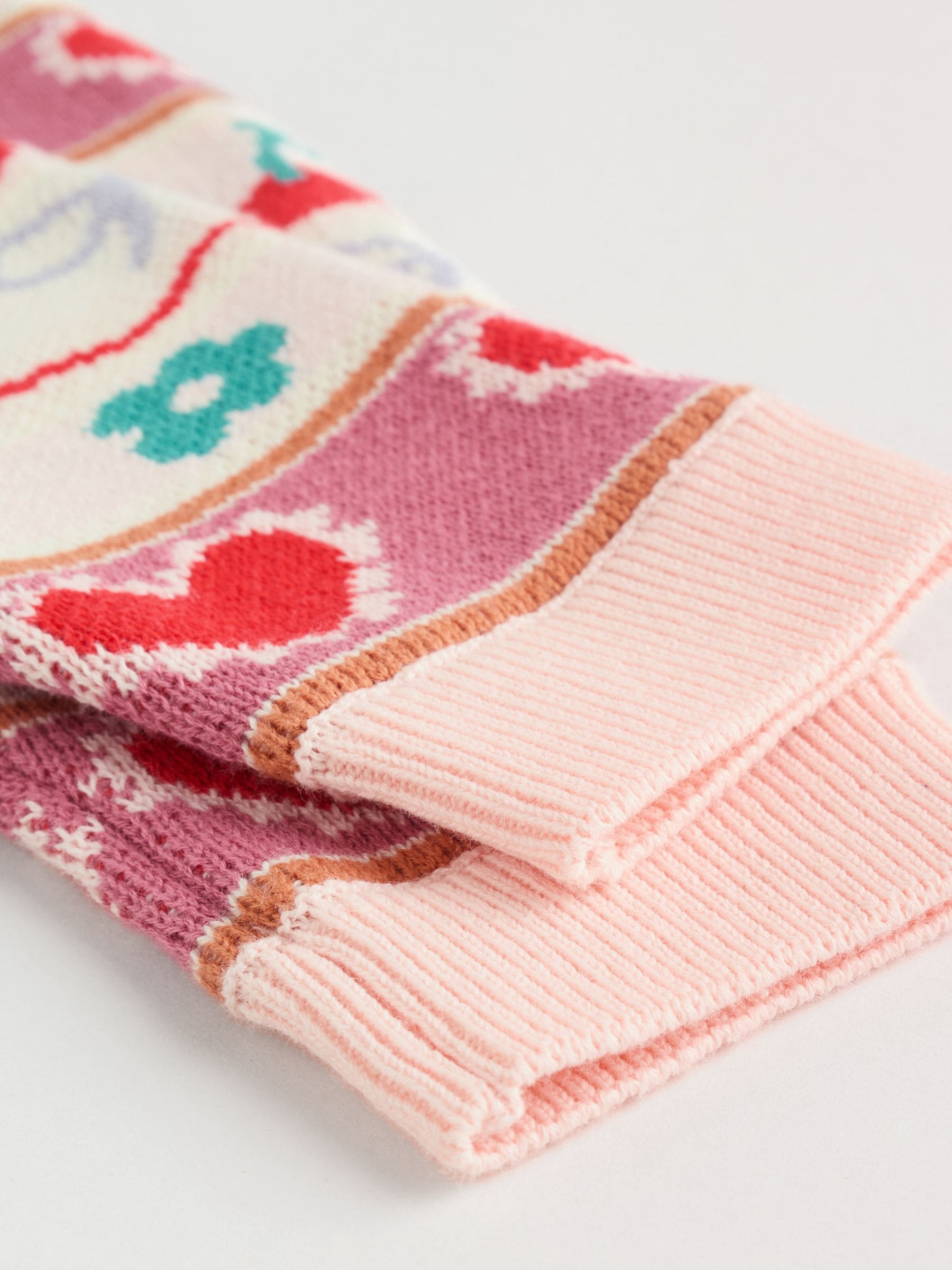 Rood/roze kersen - 2 -delige gebreide baby set met vest en legging (0mnd -3jr)