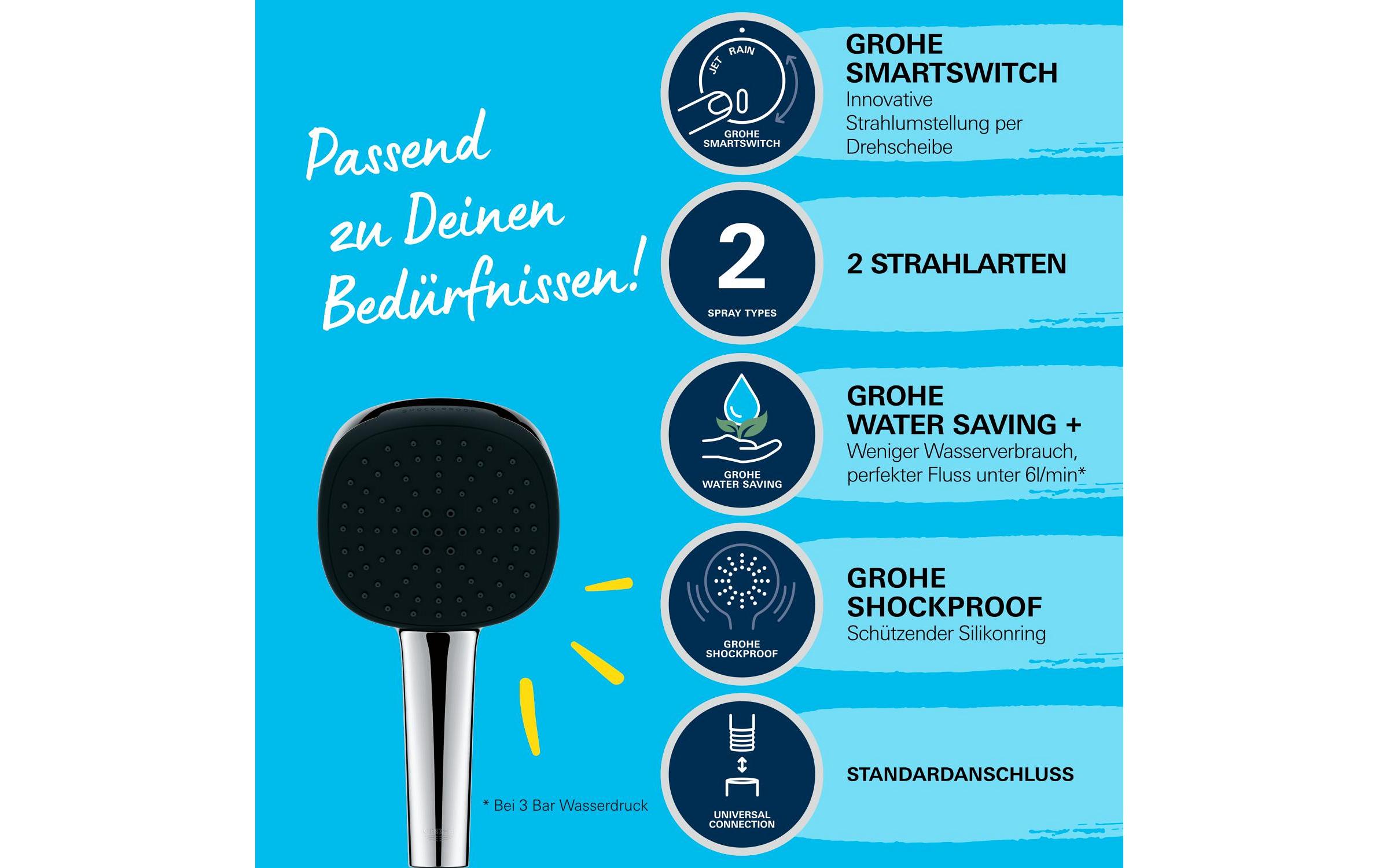 Handbrause Vitalio Comfort 110 ChromBrause mit zwei Strahlarten