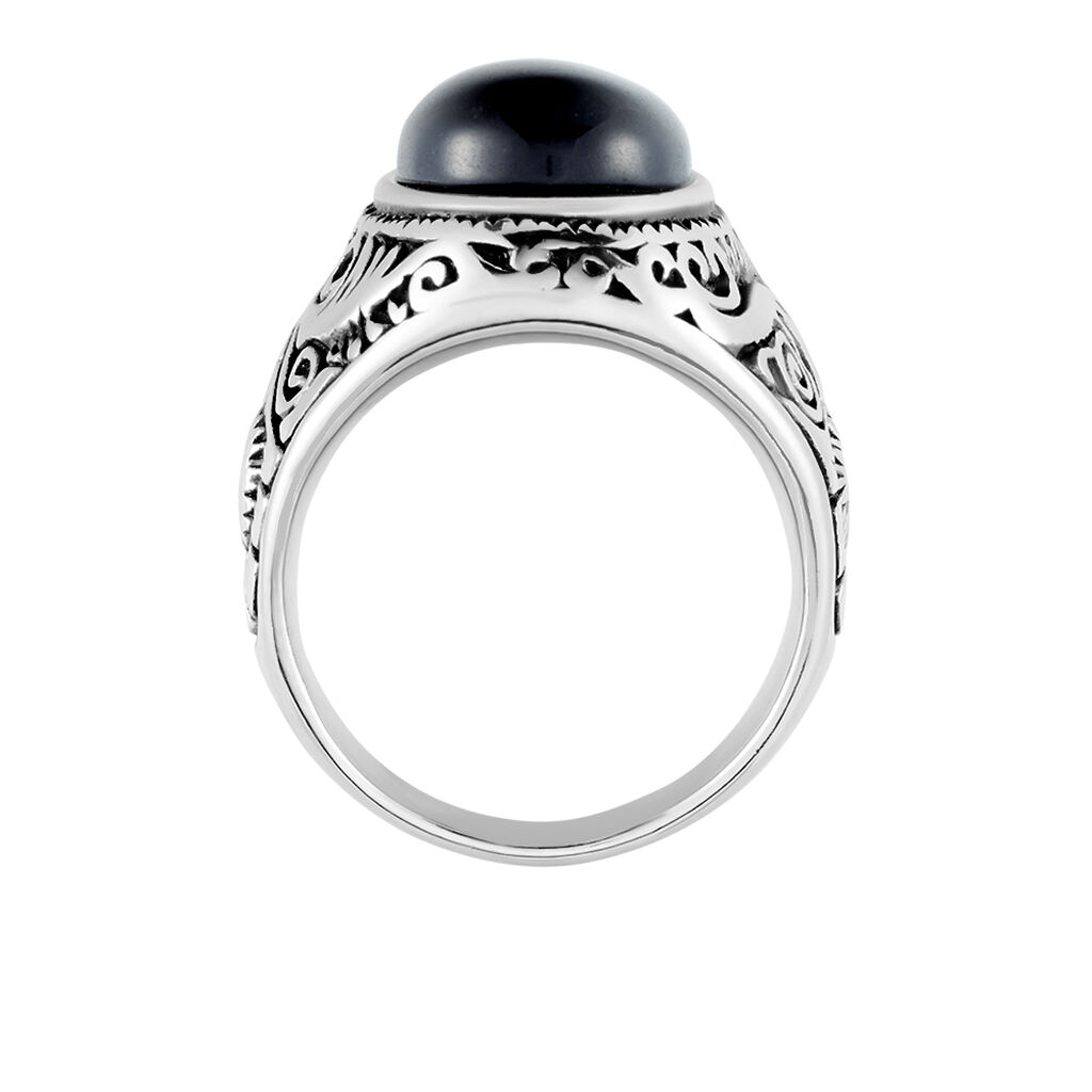 Chevalière Zayn Acier Blanc Agate