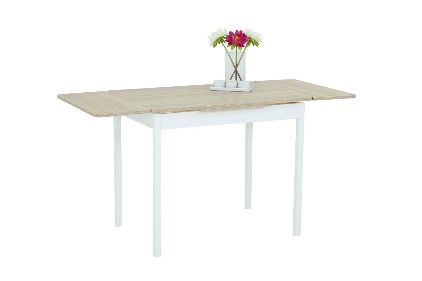 Küchentisch Kiel weiß/Holzdekor Sonoma Eiche 90 (142)x76x65