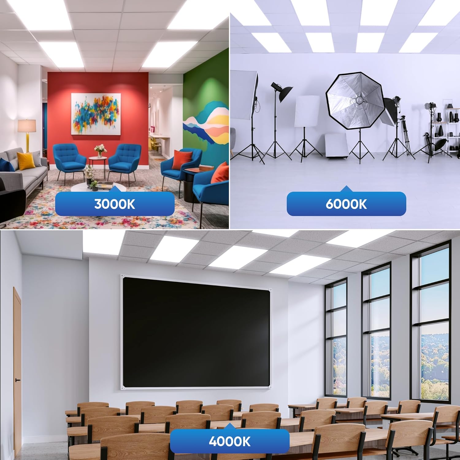 LED Panel 120x60Dimmbar - Deckenleuchte 60W mit Fernbedienung CCT CRI90 Flach Einbauleuchte für Rasterdecke Odenwalddecke Rechteckig