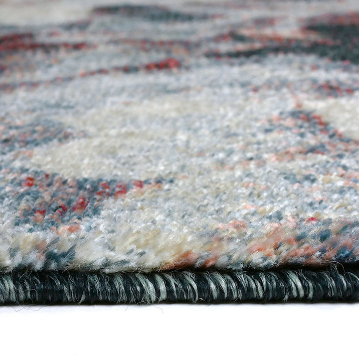 Bloemen vloerkleed - Flores Blauw/Rood | Hoge kwaliteit