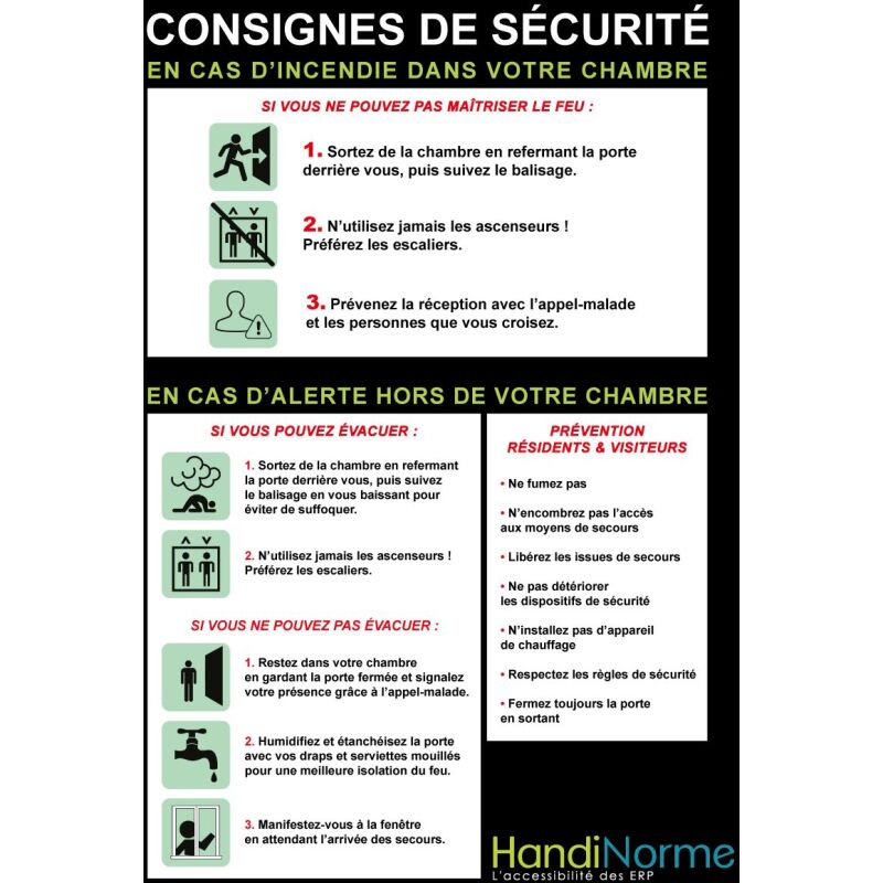 Poster Consignes Incendie pour Hôpital et Maison de Retraite A3
