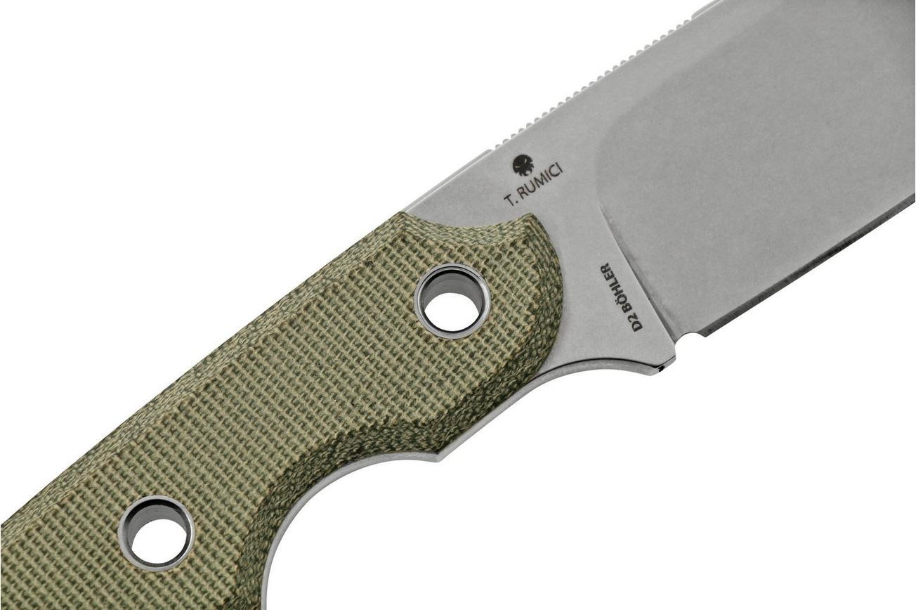 Viper Basic 1 VT4028CG, D2 Droppoint Stonewashed, Green Canvas Micarta , vaststaand mes