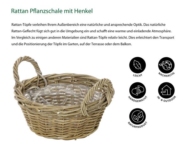 Dehner Rattan Pflanzschale mit Henkel,