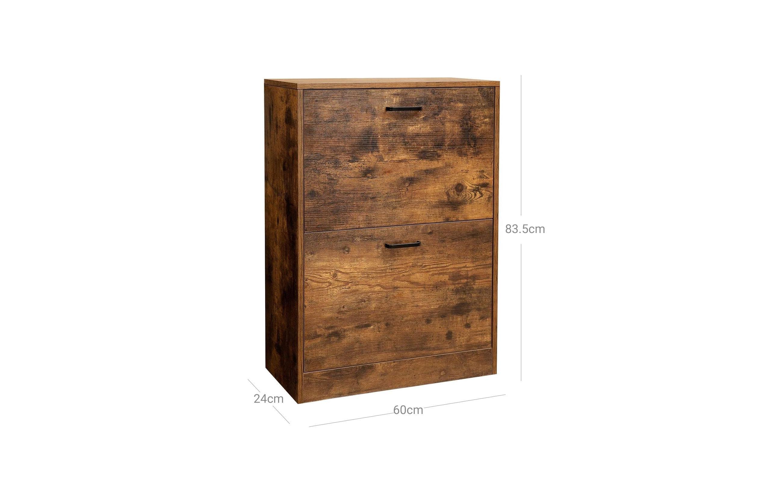 Schuhschrank mit 2 Klappen 60 x 83.5 cm, BraunSchuhregal mit verstellbaren Trennwänden