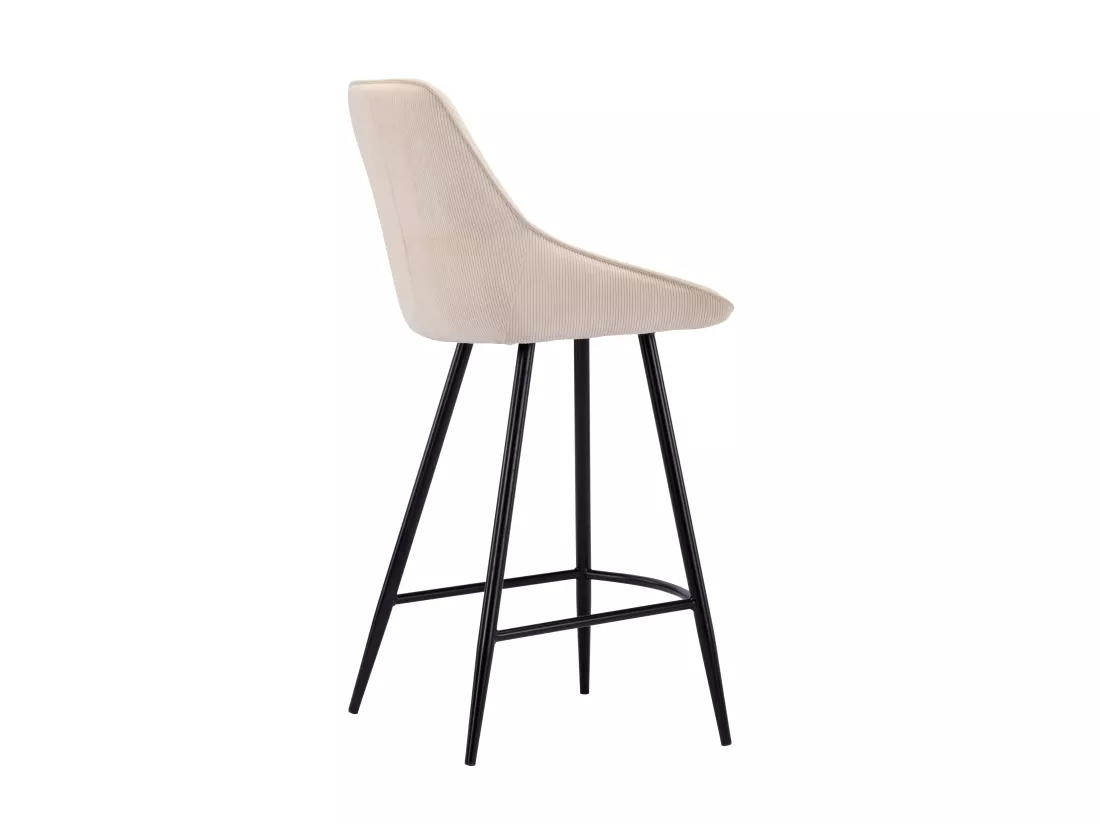 Lot de 2 tabourets de bar en velours côtelé et métal noir - Crème - MASURIE