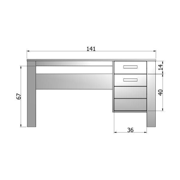 Woood Bureau Dennis Steel Grey