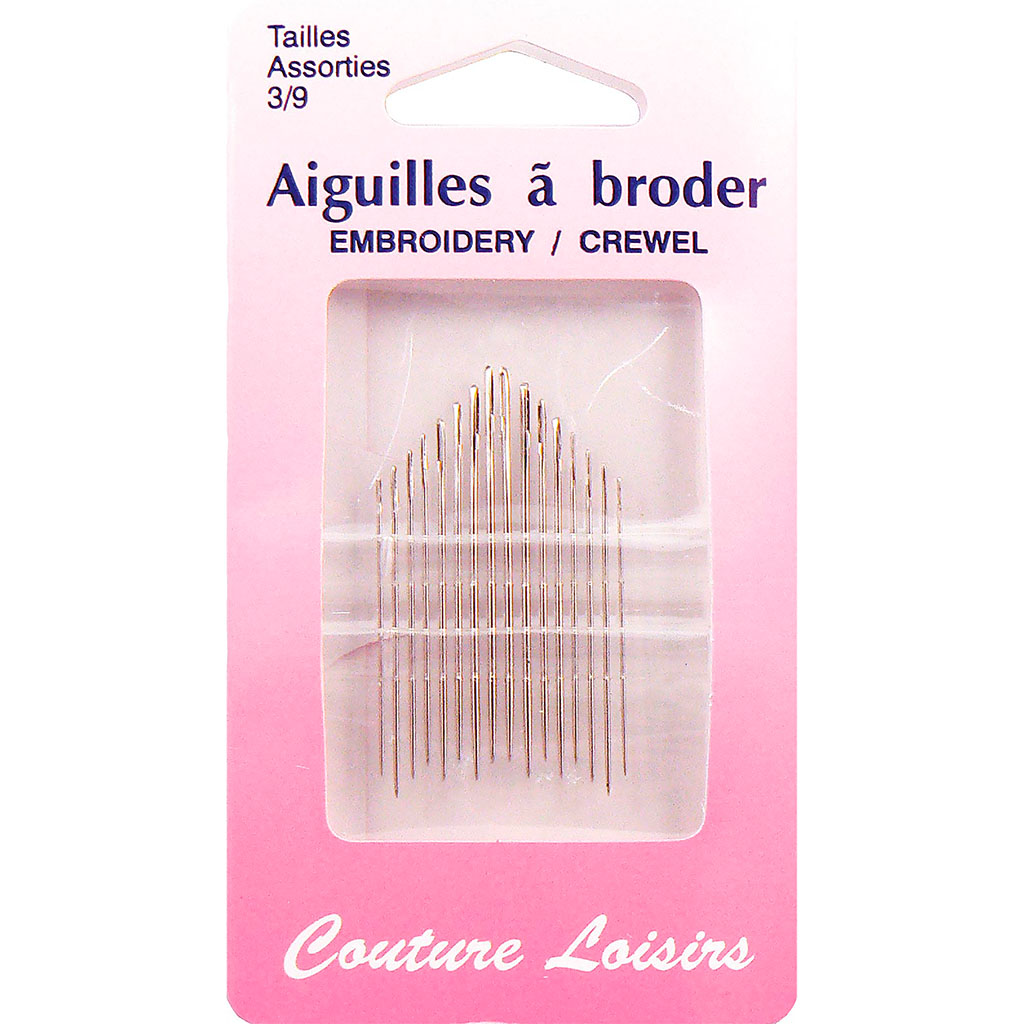 Lot de 16 aiguilles à broder n°3 à 9