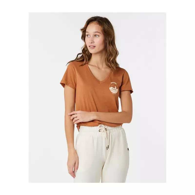 Teeshirt femme RIPCURL Re-Entry V Neck Tee Light Brown