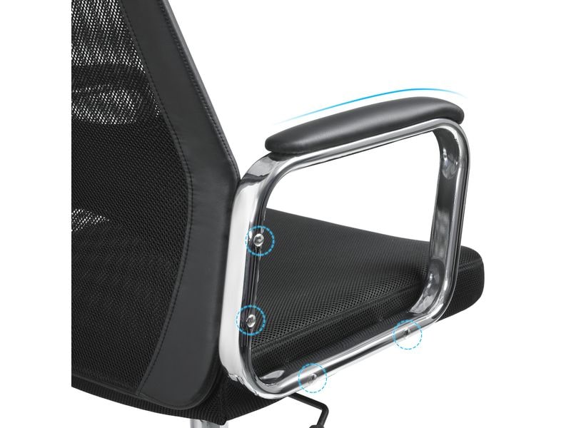 Songmics Bürostuhl mit atmungsaktiver Rückenlehne, Schwarz Ergonomischer Schreibtischstuhl
