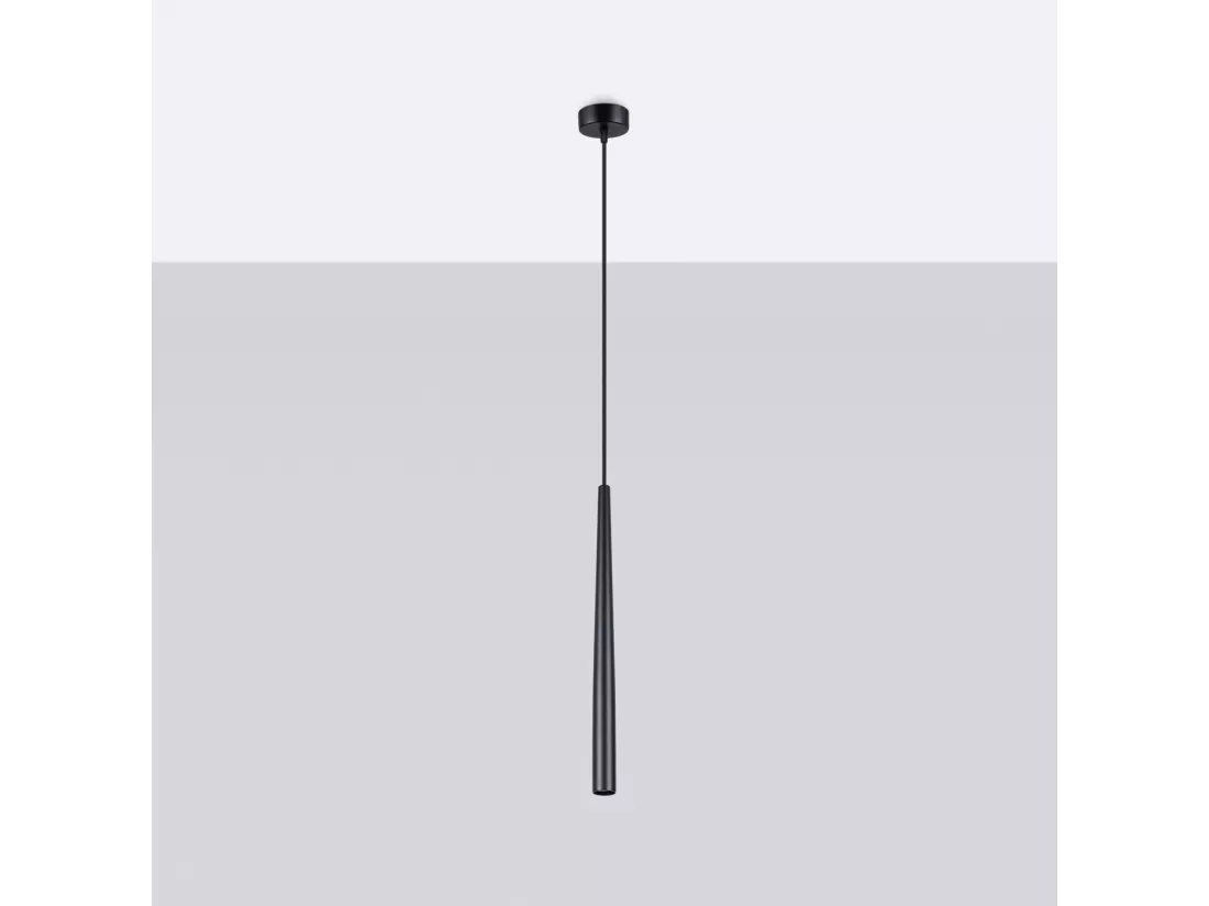 Lampe à suspension Bliss moderne en acier - 1 sources lumineuses - L.8 x H.118 cm - noir